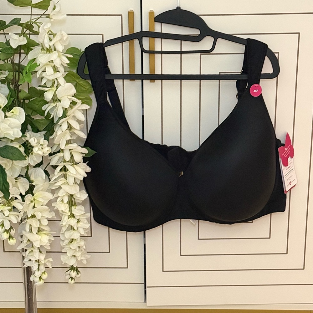 Ashley Stewart Classic Black Bra double support back straps 46F 2- (4 hooks)